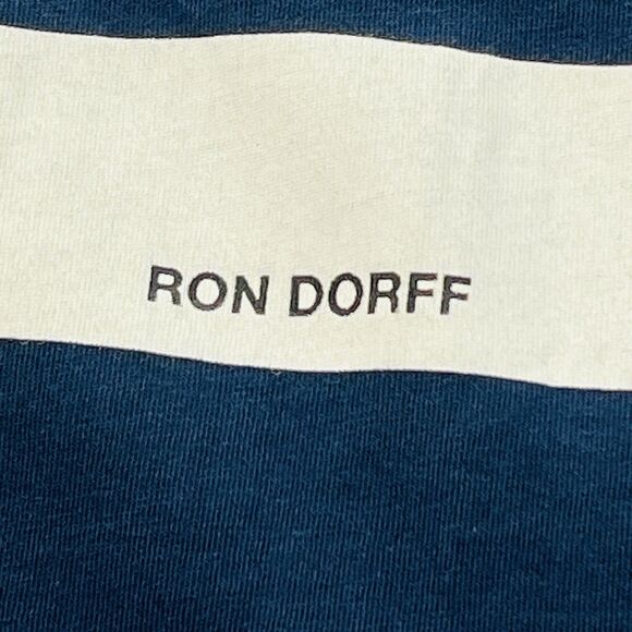 RON DORFF Paris Mens XXL Navy‎ Blue White Stripe 100% Cotton T-Shirt Designer - Picture 4 of 13
